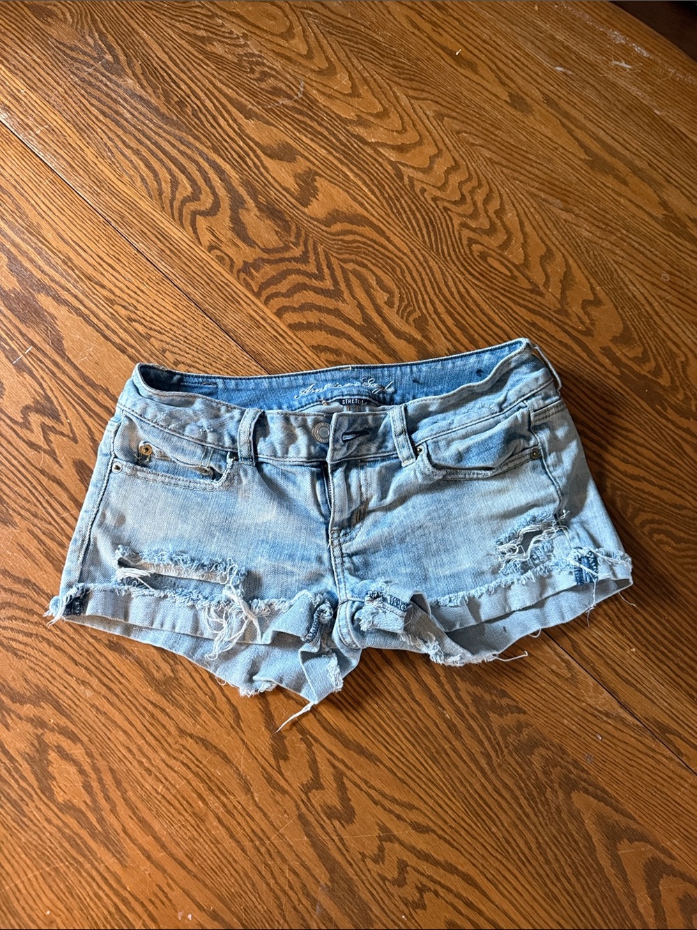 American Eagle Outfitters Light Wash Distressed Denim Shorts